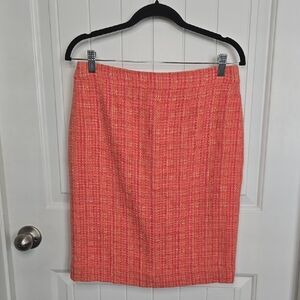 J. Crew Orange Pink Tweed Knee-Length NO. 2 Pencil Skirt‎ Size 6 NWT Preppy